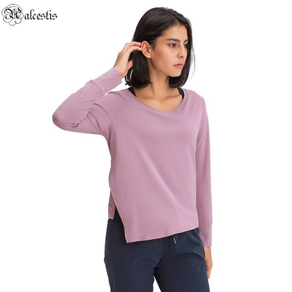 

women simple leisure sports fitness long-sleeved t-shirt, White;red