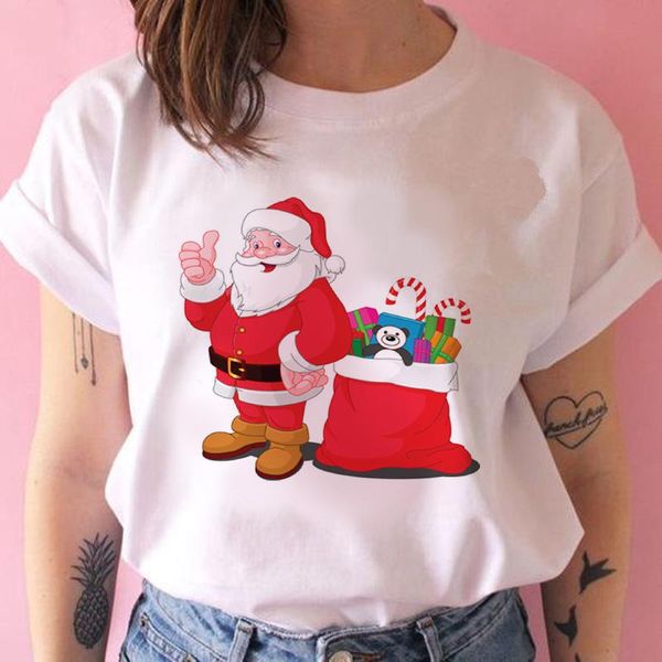 

new kawaii santa claus t shirt women fashion christmas harajuku short sleeve white suitable happy new year tshirt clothes