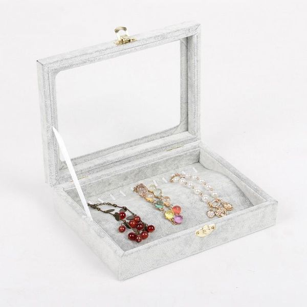 

new velvet jewelry storage box ring earring case necklace pendants box jewelry display tray holder casket showcase, Pink;blue