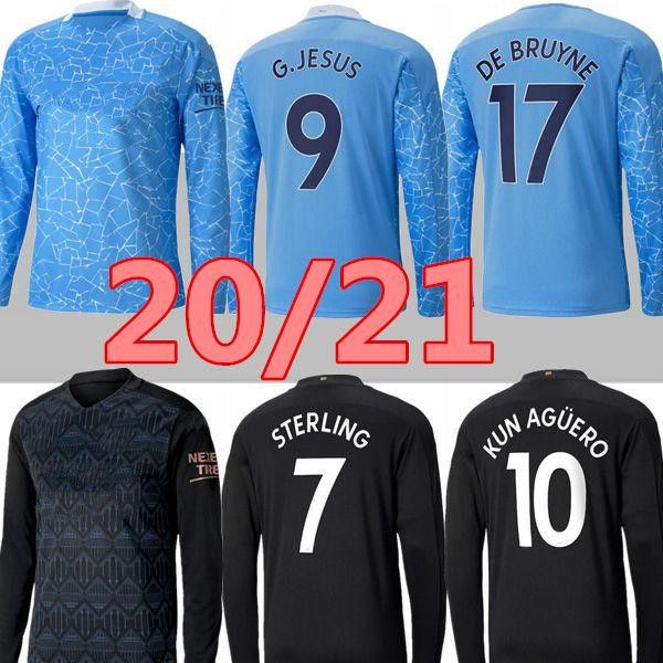 

fans version thailand 2020 2021 full sleeve sterling de bruyne g.jesus kun aguero 20 21 soccer jersey jersey football shirt men kit, Black;yellow