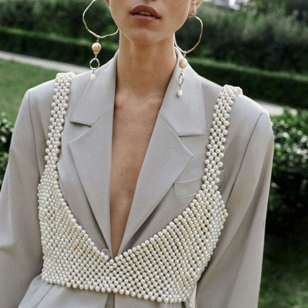 

new fashion boho imitation pearls statement chains pendant dress jewelry pearls beads harness body chain wedding jewelry t200507, Slivery;golden