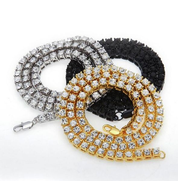 

hip hop bling bling iced out tennis chain 1row necklaces sumptuous clastic silver/gold/black/rose gold men chain fashion jewelry