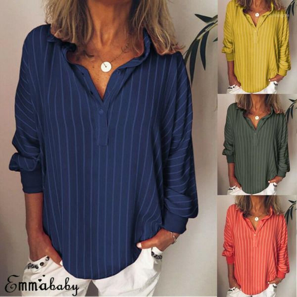 

women blouses and 2019 striped print shirts oversized button v neck shirt ethnic blouse jumper1, White