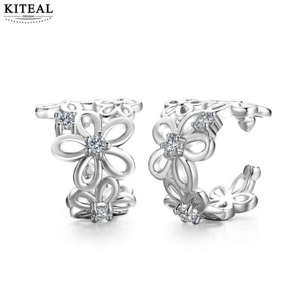 

kiteal friends girl earrings flower ear clip 13mm*11mm five petals brincos charming jewelry accessories, Golden;silver