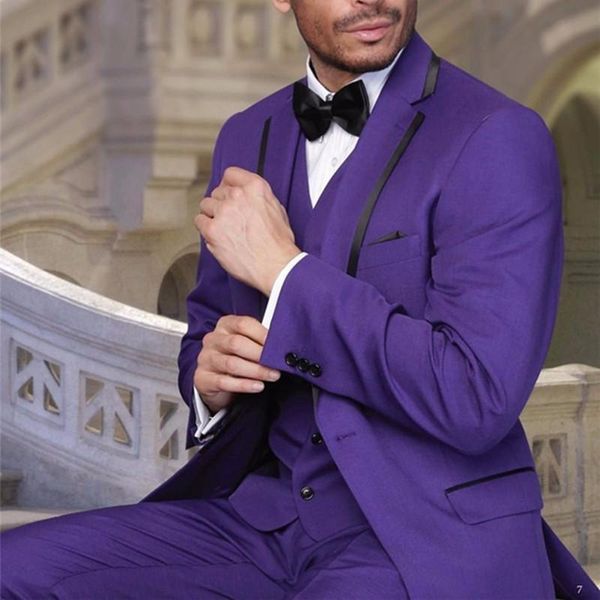 

men's suits & blazers noenname_null custom made groomsmen notch lapel groom tuxedos purple men wedding man blazer suit (jacket+pants+ti, White;black