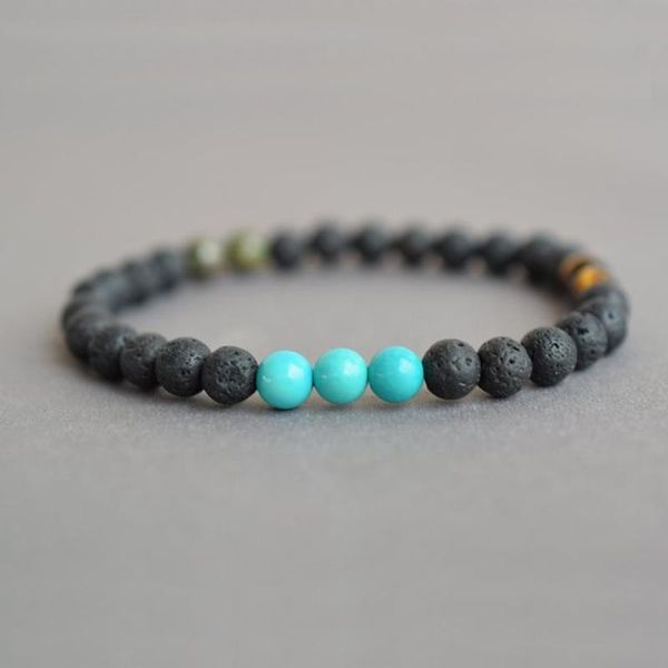 

charm bracelets beaded gift for men t-urquoise lava stone bracelet 6mm mala beads mens jewelry, Golden;silver