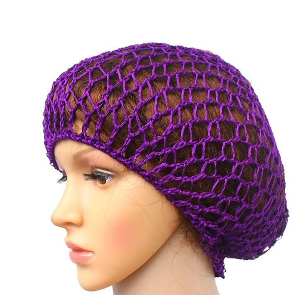 

women soft rayon crochet hairnet oversize knit hat cap 5 colors snood hair net headbands lady hair accessories, Black;brown