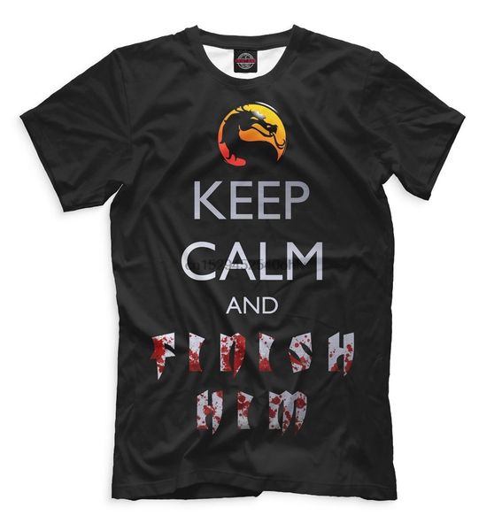 

sport game mortal combat keep calm and finish him cool designe full men t-shirt