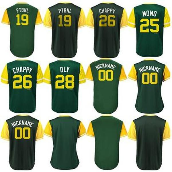 

oakland 2018 players weekend 26 matt chapman chappy phegley ptbnl stephenpiscotty momo matt olson oly khrisdavis kd nickname baseball jersey, Blue;black