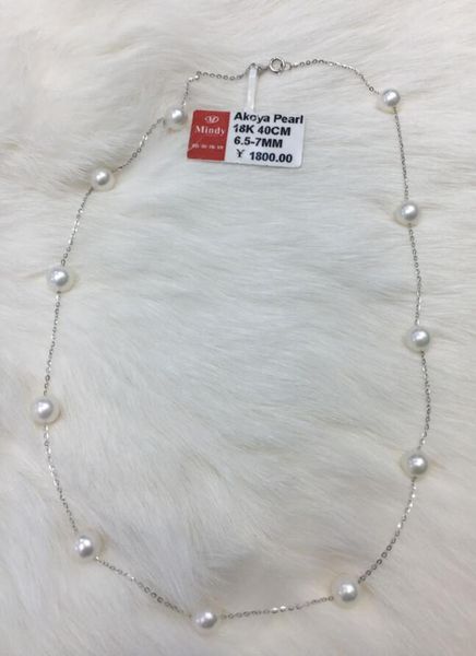 

gt;&gt;&gt;&gt;noble jewelry natural 6.5-7mm akoya white pearl necklace 18k solid gold, Silver