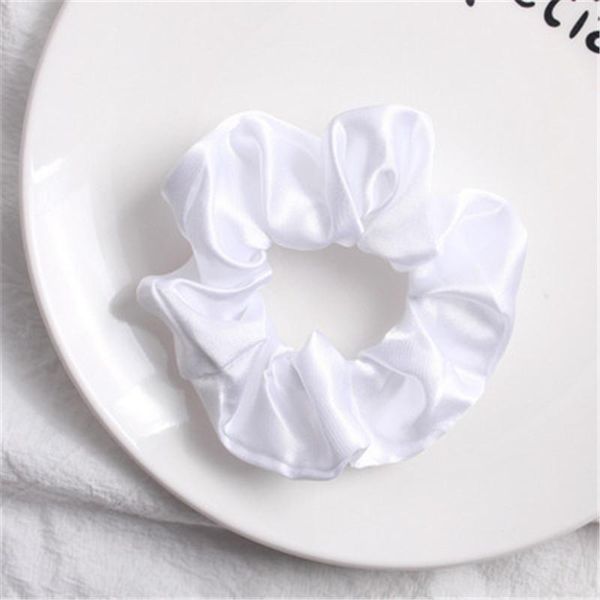 

1pc satin silk solid color scrunchies elastic hair bands 2020 new women girls hair accessories hair ties rope wmtzii yycolor, Black