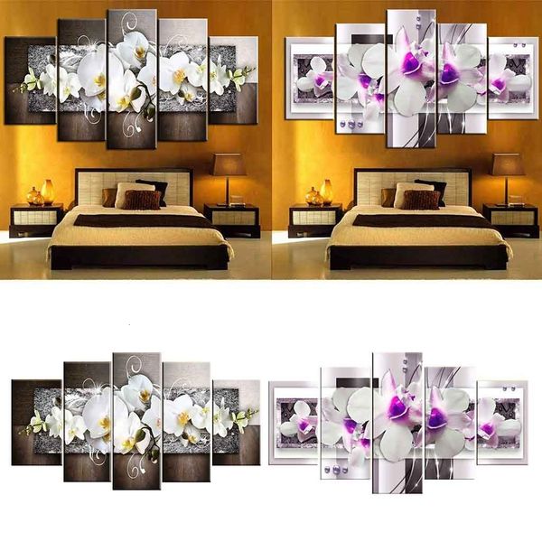

brand new and fashion wall art canvas painting 5 pieces mangnolia flower home decoration accessories modern