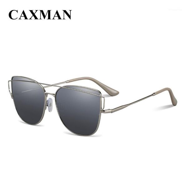 

caxman women sunglasses cat eye style flat lenses street fashion shades trendy sunnies metal frame uv400 protection1, White;black
