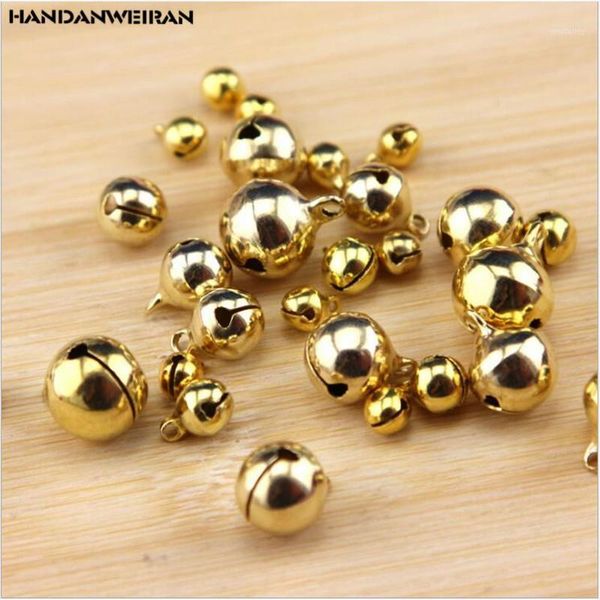 

christmas decorations 100pcs/package for home retro copper bells one word open small bell decoration1