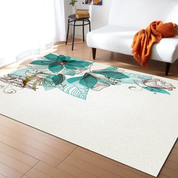 

flowers bloom turquoise plants roses carpets for living room bedroom area rug kids room play mat 3d printed home large carpet1