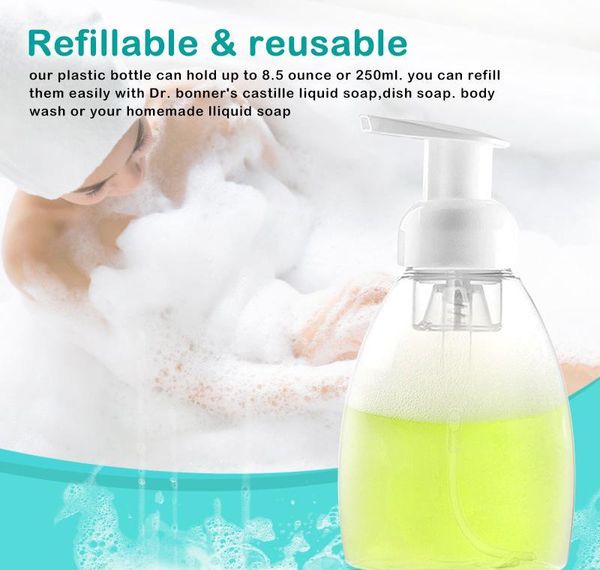 

children's 300ml 250ml household wholesale foaming soap clear mousses liquid bottle for pump health foam dispensers wmtwj loveshop01