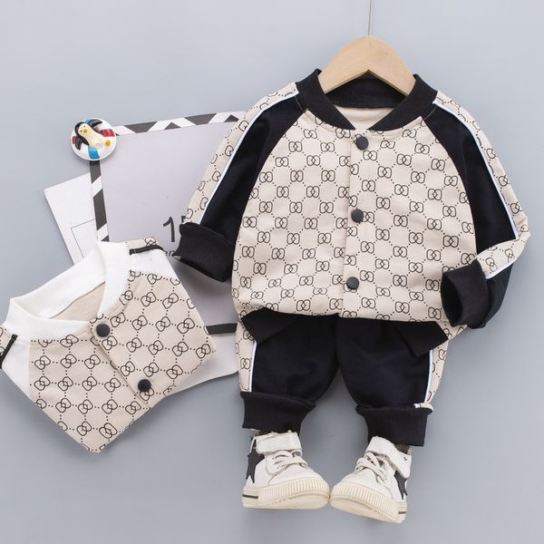 

Autumn Children Clothing Boys Sets Tracksuit Baby Girls Clothes Casual Print Cotton Suit Costume for Kids, Black