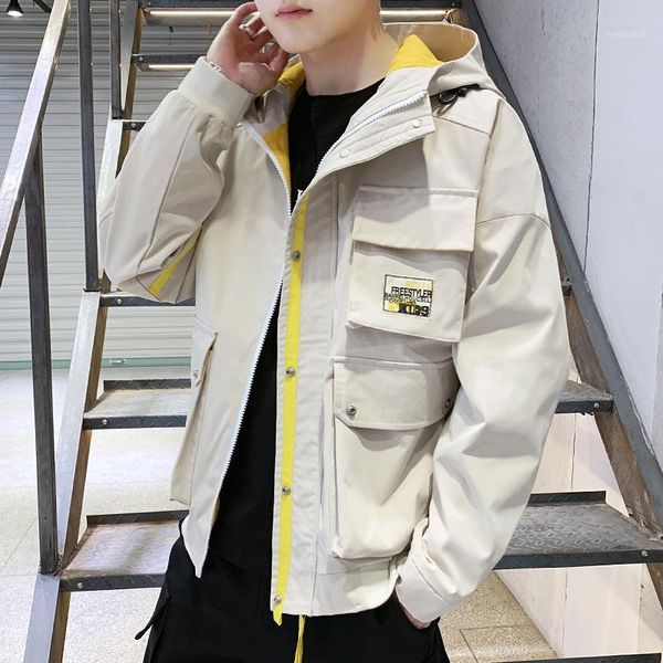 

men's jacket 2020 korea style cargo jacket loose coat versatile popular logo autumn clothes hip hop windbreaker casual coats1, Black;brown