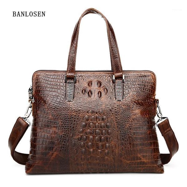 

briefcases business men briefcase bag luxury genuine leather alligator handbag man shoulder ys13091