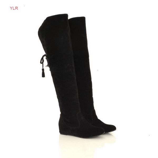 

designer suede leather fur snow women winter warm over the knee thigh high boots height increasing woman shoes adfsmb4