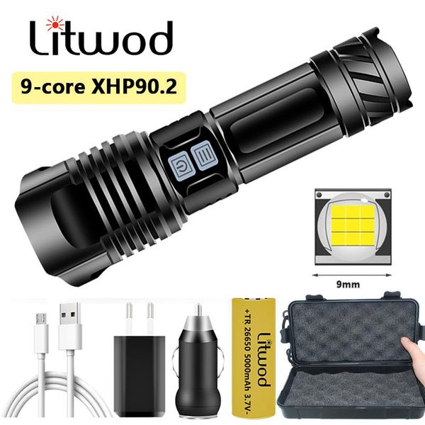 

xhp90.2 powerful tactical led flashlight xhp70.2 zoomable torch usb rechargeable 18650 26650 battey lantern 9 core wmtjvm