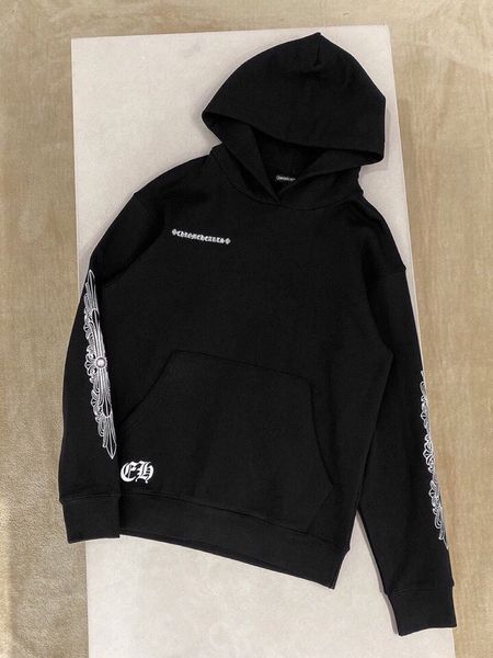 

crosin autumn and winter 2020 new men's and women's wear hooded sanskrit printed sweater leisure fashion long sleeve t-shirt, Black