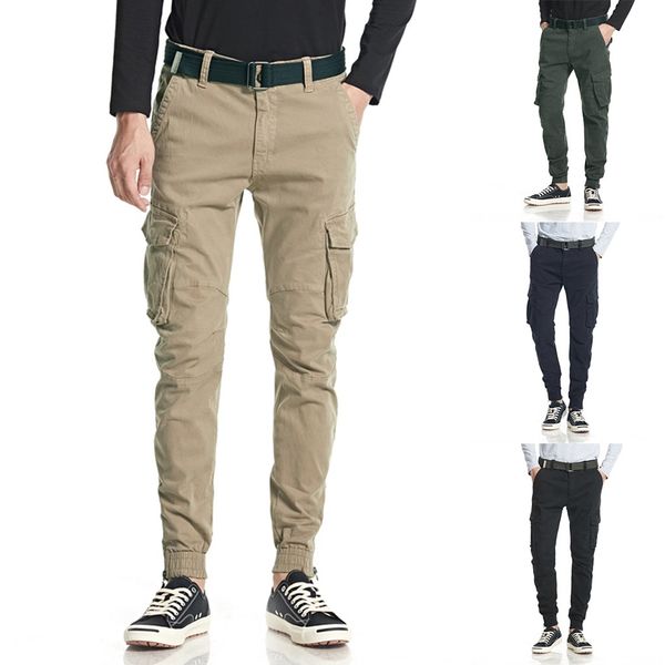 

men&#39s new fashion casual straight outdoor pocket beach trousers long pants tactical pants pantalon homme, Black