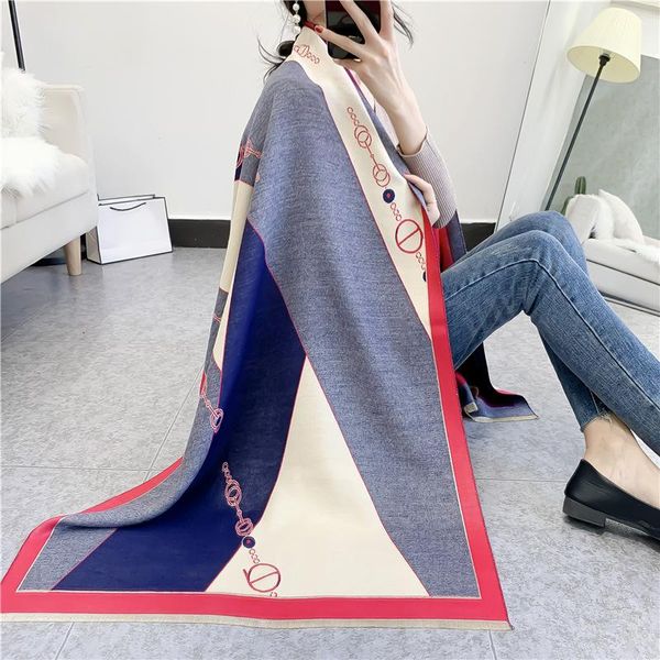 

scarves scarf female winter korean version long shawl net red ins wind 2021 thick imitation cashmere, Blue;gray