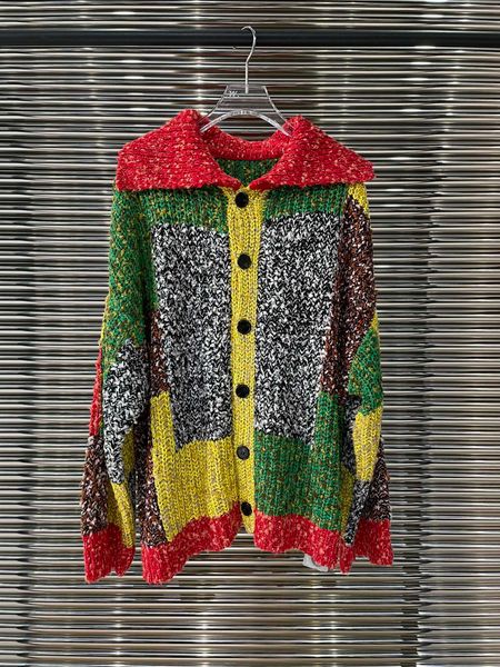 

new color matching knitted coat in autumn and winter, White
