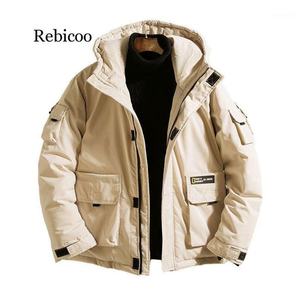

new 2020 safari style mens hooded winter jackets thicken warm cotton padded mens winter jackets and coats hiver homme1, Black