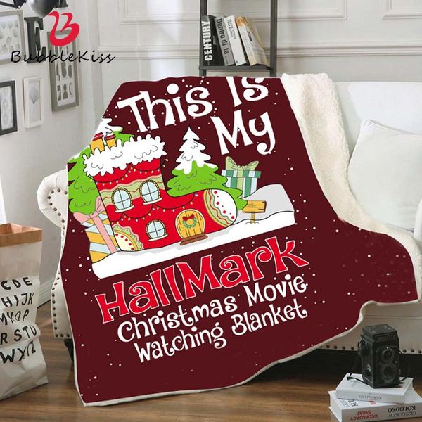 

blankets bubble kiss christmas blanket red double fleece fashion throw year's gift party supplies