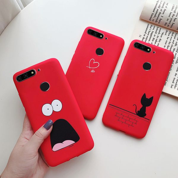 

funda y 7 silicone candy cute cartoon phone cases matte soft tpu cover on for huawei y7 prime case