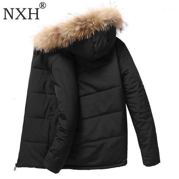 

nxh plus size men winter fur coat thick 9xl large size mens lining fur warmjackets and coats -30degree parka windbreak brand1, Black