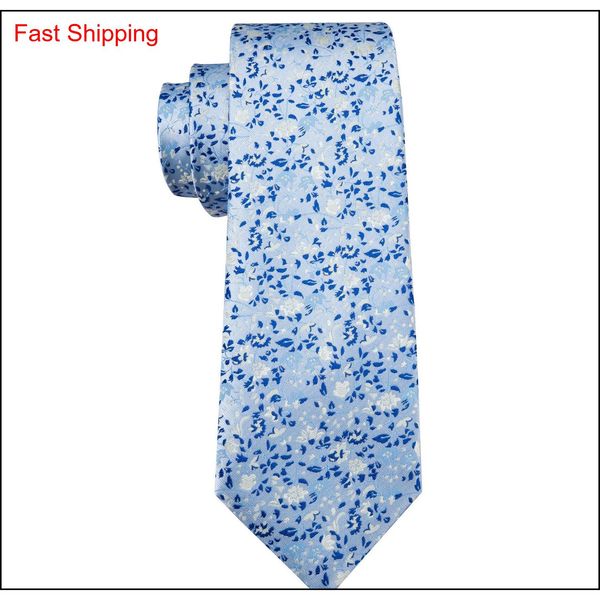 

sky blue with white flowers small fresh mens tie hankerchief cufflinks set silk business casual party necktie jac qylbdx nana_shop, Black;blue