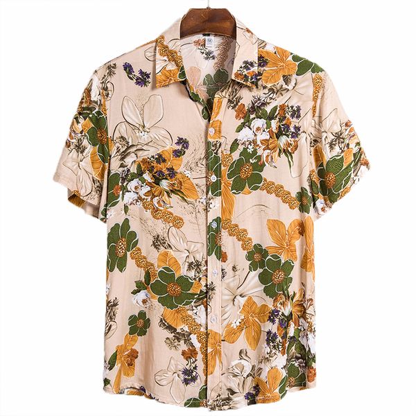 

2021 new men short sleeve printed stitching men's beach vacation shirt hawaiian forest style casual high street breathable mgmq, White;black