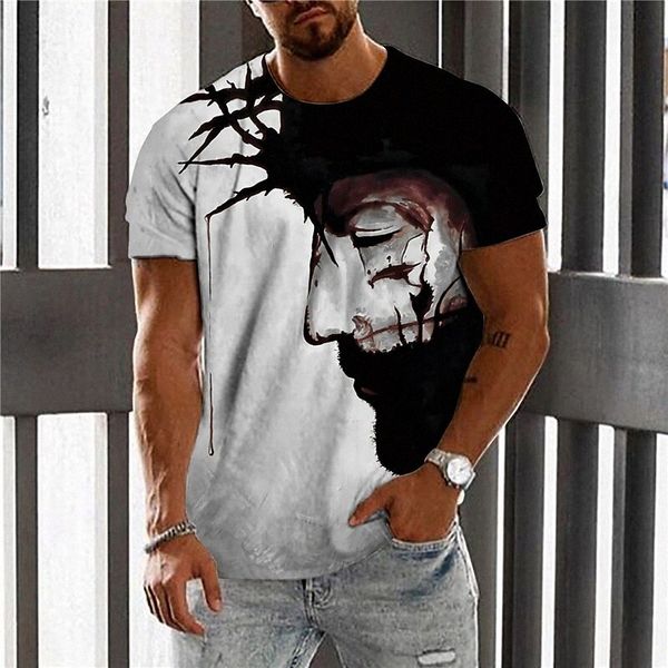 

men's t shirt 3d print cartoon graphic prints human face crew neck street daily print short sleeve casual designer big and tall sports, White;black
