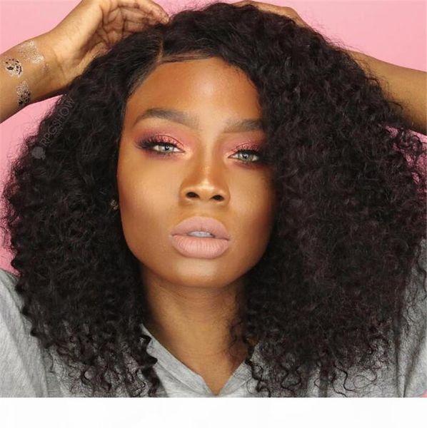 

afro kinky curly human hair afro kinky curly lace front wigs glueless full lace wig silk virgin peruvian human hair wig, Black;brown