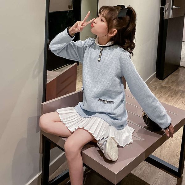 

sle girl's skirt 2021 and autumn new zhongda korean little fragrance children's spring princs drs, Red;yellow