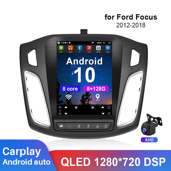 9,7 Zoll Auto Radio Audio Für Ford Focus 2012-2018 QLED Bildschirm GPS Android 10 Stereo empfänger 2 din Auto Multimedia Player