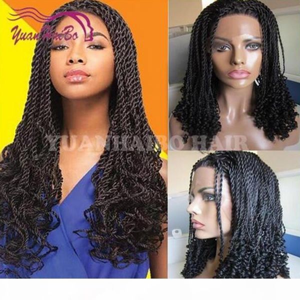 

8a black color synthetic kinky twist braid wigs short lace front braided wig ing