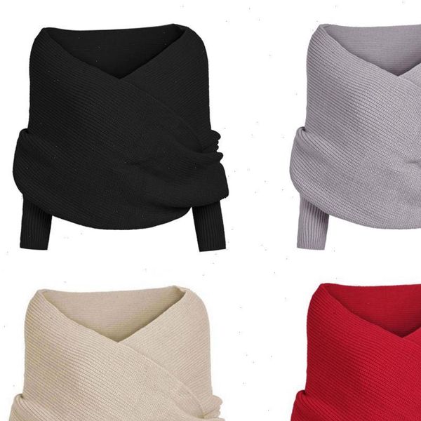 

new style fashion us stock women fashion off shoulder knitted cape wrap shawl, Black;white