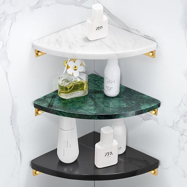 

hooks & rails no need to punch bathroom shelves all copper marble tripod in toilet wall hanging corner blue storage rack