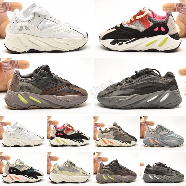 

700 kids shoes designer wave runner solid grey inertia mauve baby outdoor shoes kanye west 700 running shoes children sneakers size 26-35, Black