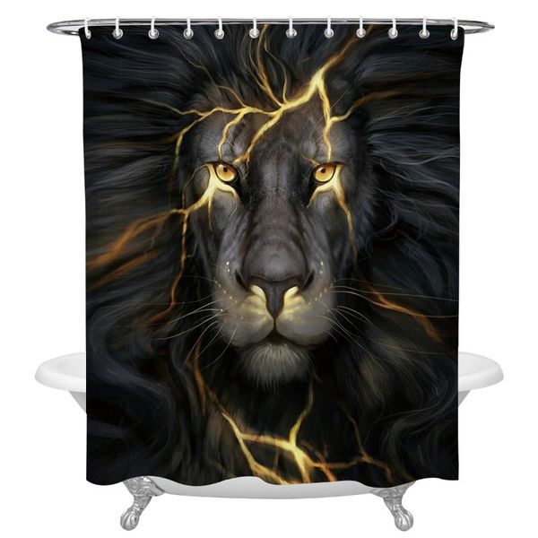 

shower curtains lion black curtain decorative waterproof polyester fabric bathroom with hooks home bath decor