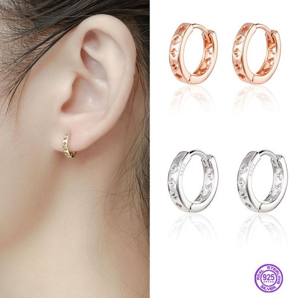 

hoop & huggie 925 sterling silver earrings hoops female earring charm women's golden ear buckle plant shape jewelry, Golden;silver
