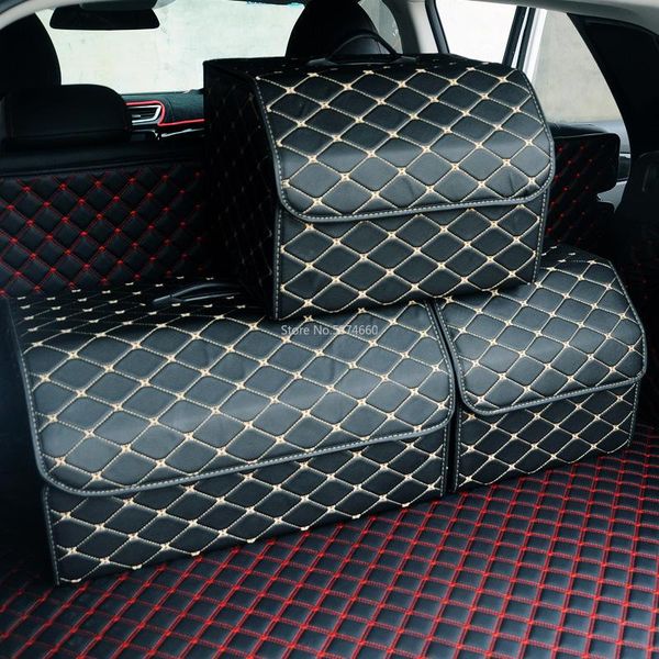 

car storage bag pu leather trunk organizer box storage bag folding folding car trunk stowing tidying for suv