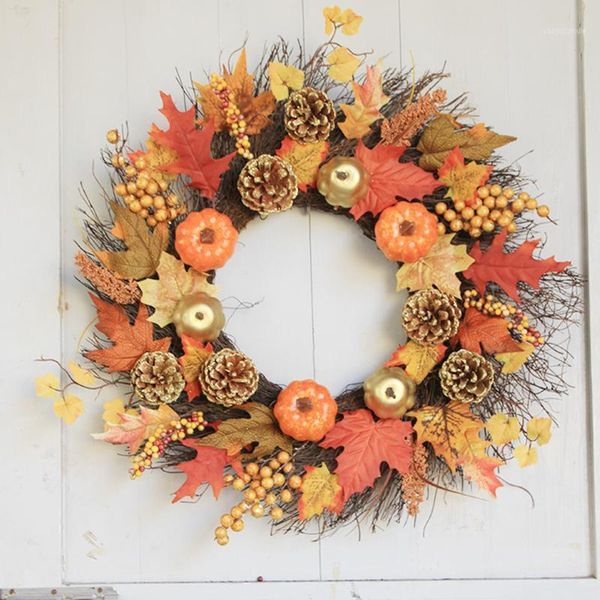 

artificial pumpkin berry wreath door hanging wall window decoration wreath holiday festival halloween decor 60cm1