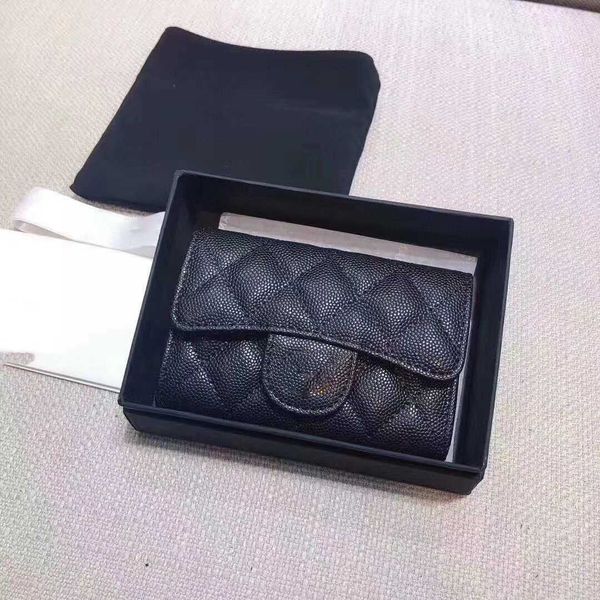 

xiangka bag black caviar litchi pattern lingge small wallet