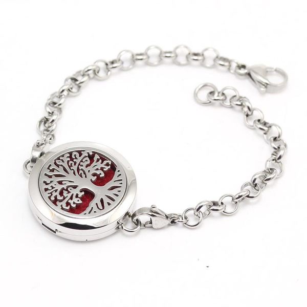 

10pcs/lot 25mm stainless steel women tree of life essential oil aroma diffuser perfume locket bracelet, Black
