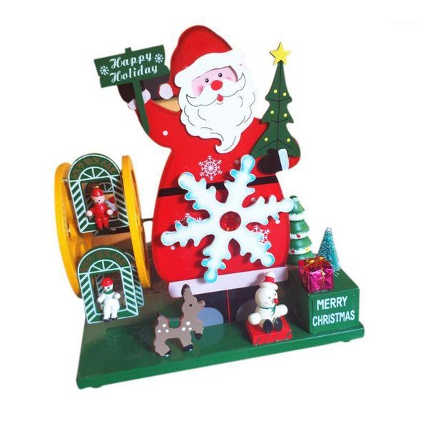 

christmas decorations wooden music box musical snowman santa claus elk gift table ornament1